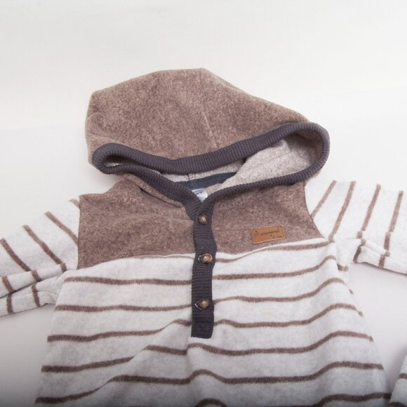 Carter’s Baby Boy 18M Hooded Velour Romper Pajamas – Striped, Snap Crotch - Picture 2 of 5